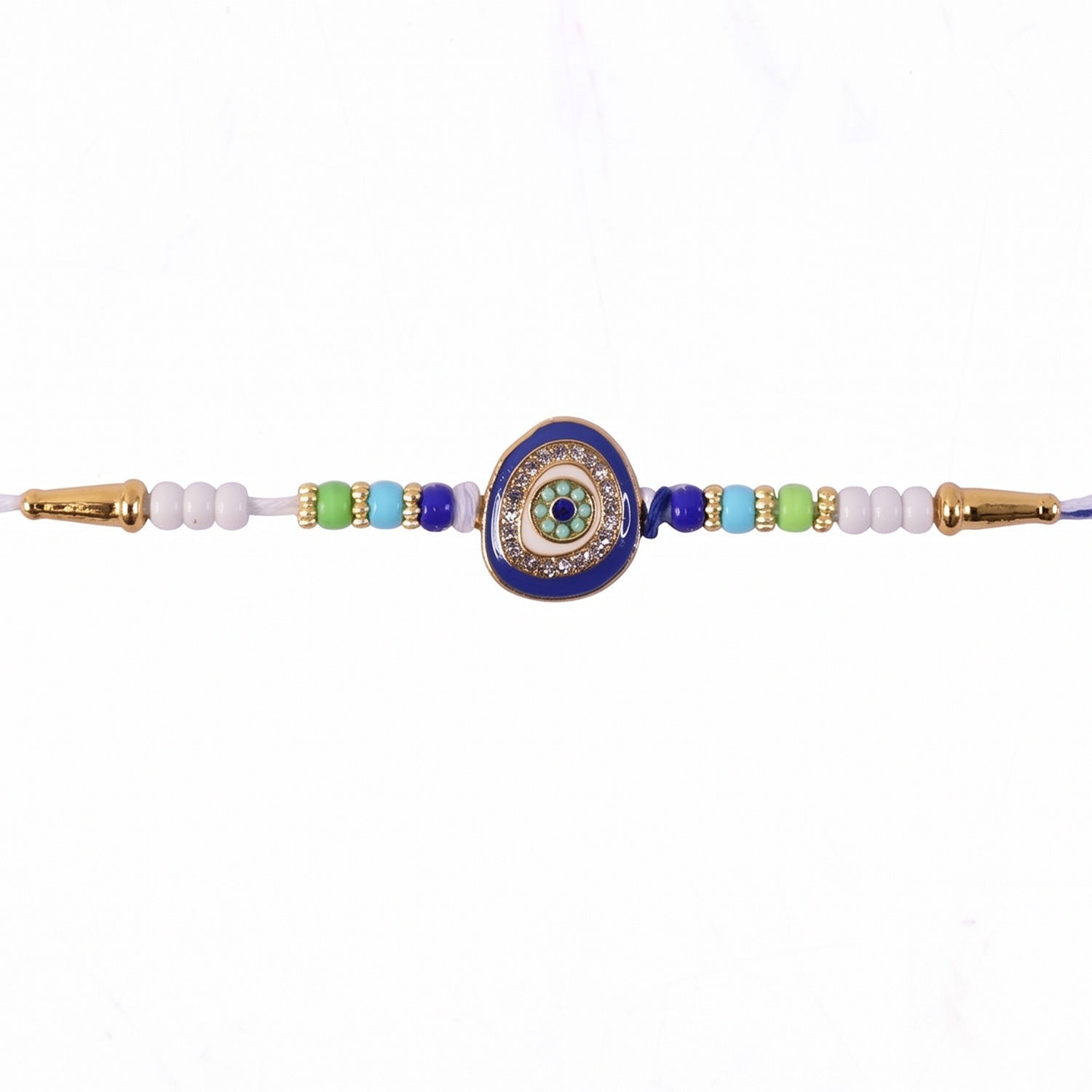 ALVENZA Evil Eye Kundan Diamond Rakhi – Traditional & Elegant Gift for Brothers