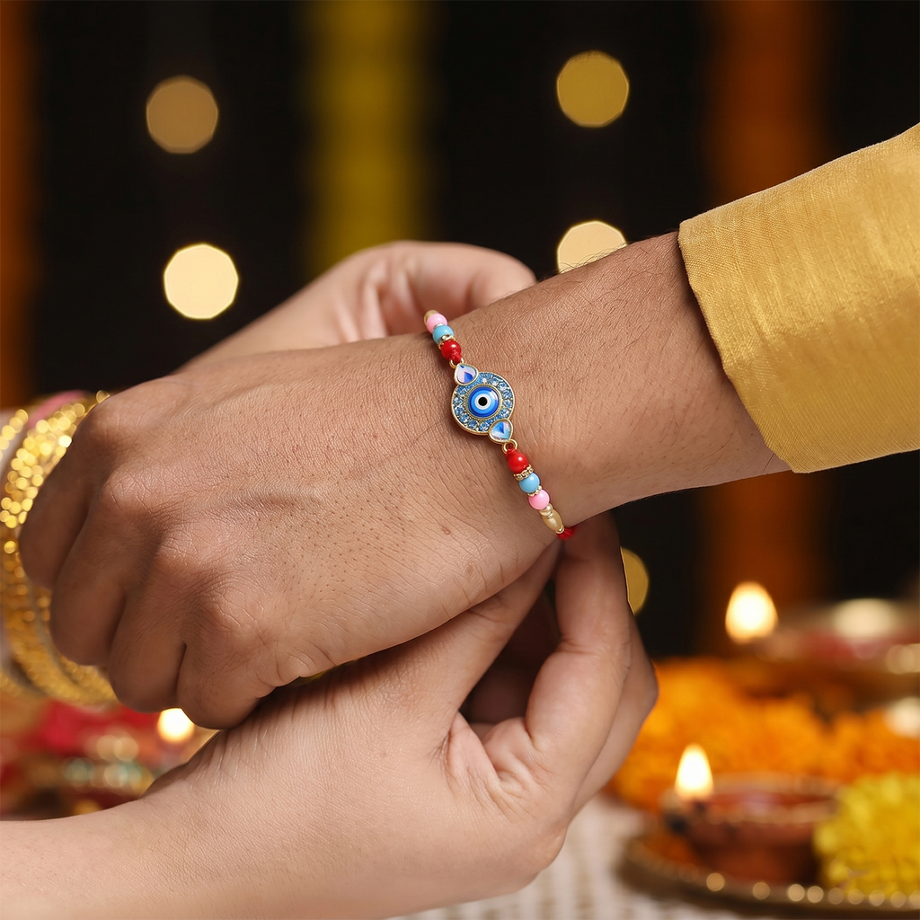 ALVENZA Evil Eye Rakhi – Protection & Vibrant Beads for Sibling Bond