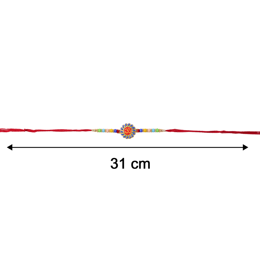ALVENZA OM Symbol Rakhi – Traditional Beads & Red Thread for Brothers