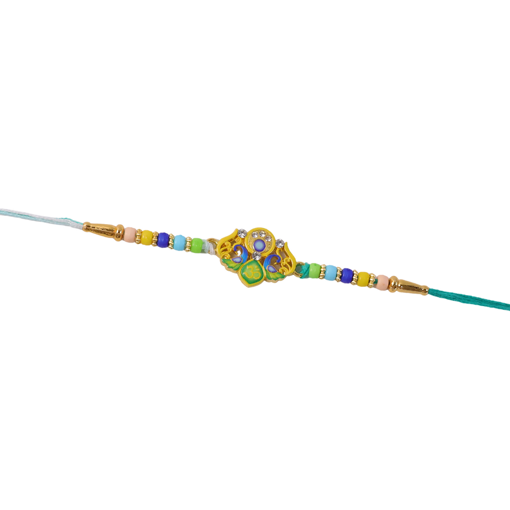 ALVENZA Rakhi – Traditional Colorful Beads and Yellow Thread for Brother