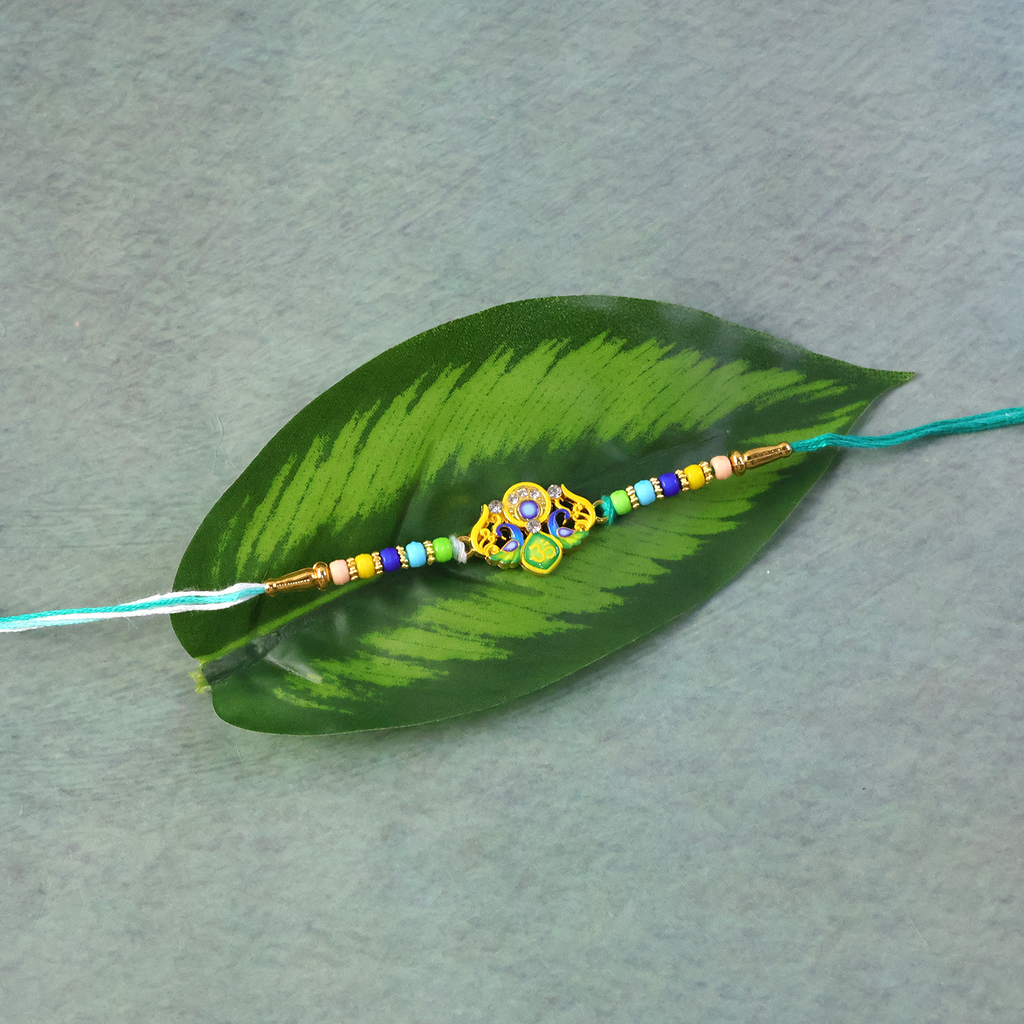 ALVENZA Rakhi – Traditional Colorful Beads and Yellow Thread for Brother