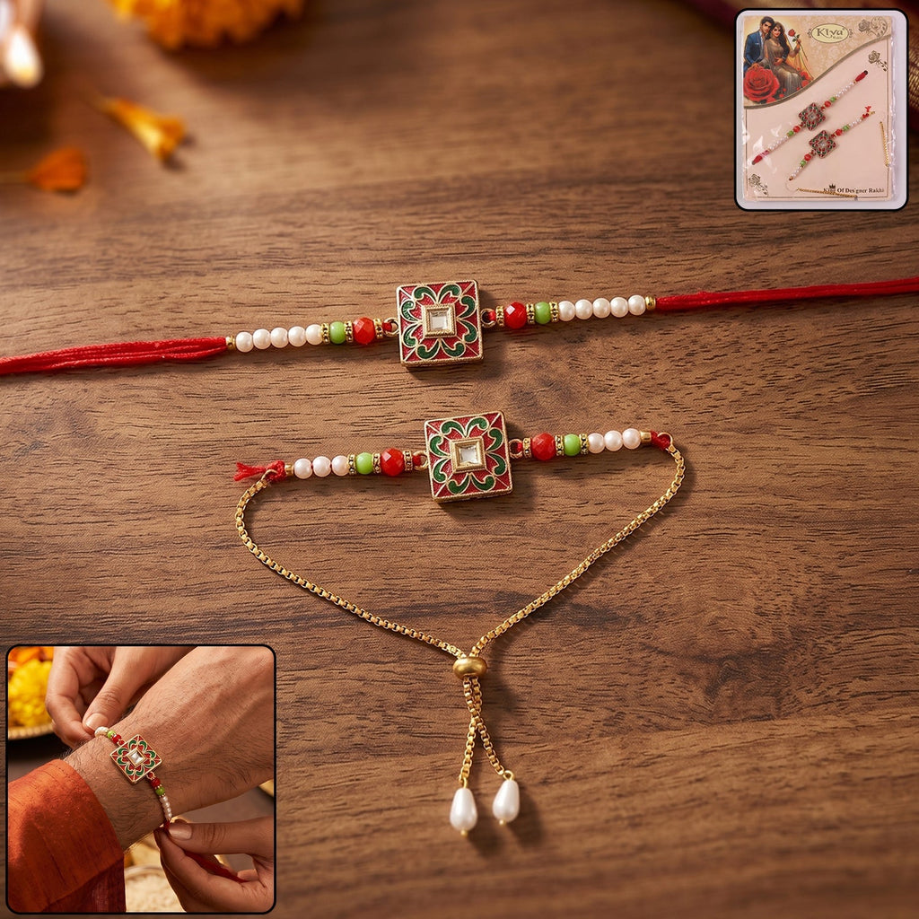 ALVENZA Rakhi – Traditional Pearl Beads Design for Raksha Bandhan