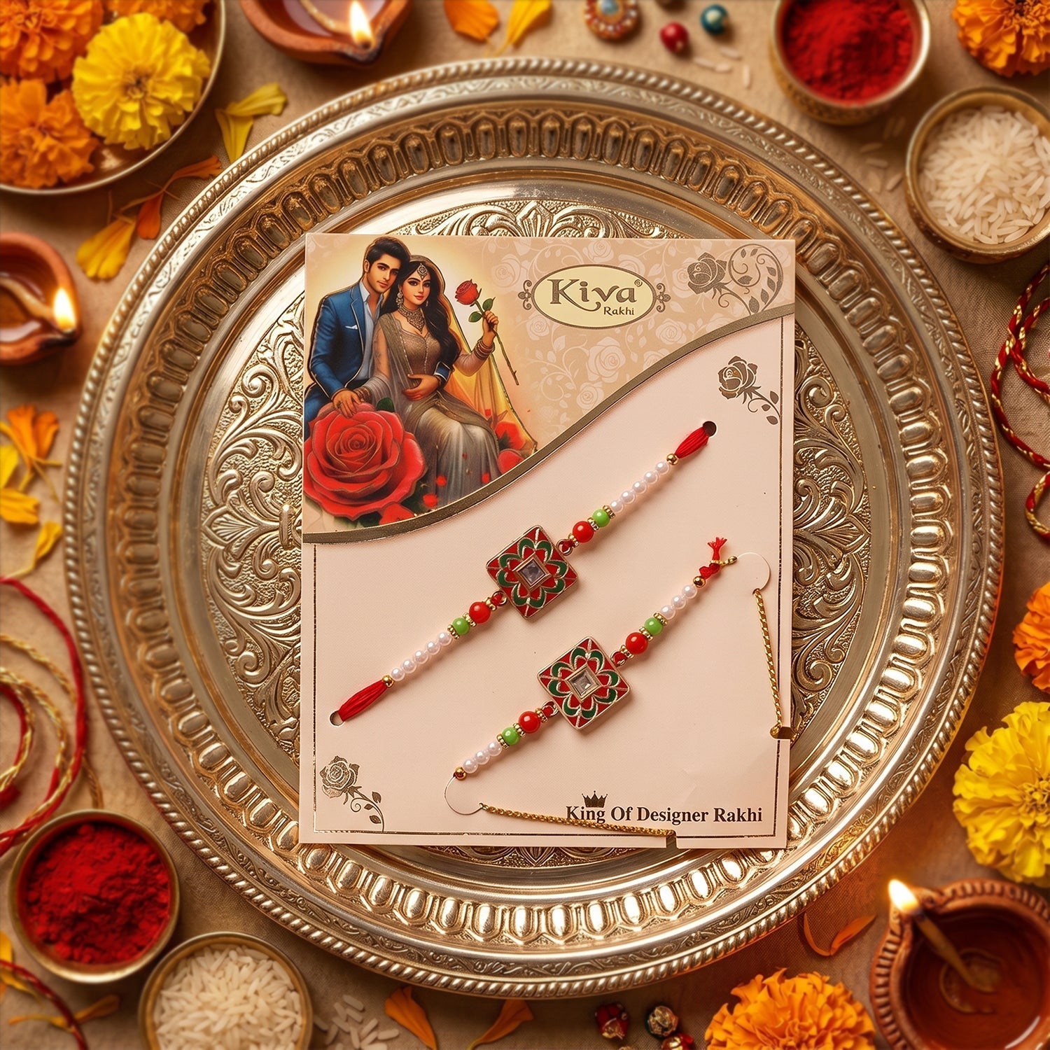 ALVENZA Rakhi – Traditional Pearl Beads Design for Raksha Bandhan