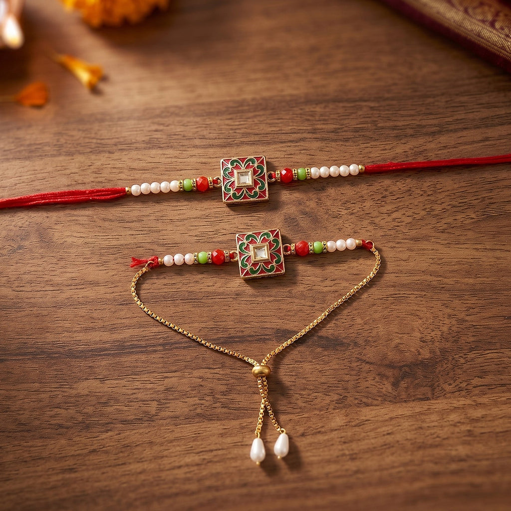 ALVENZA Rakhi – Traditional Pearl Beads Design for Raksha Bandhan