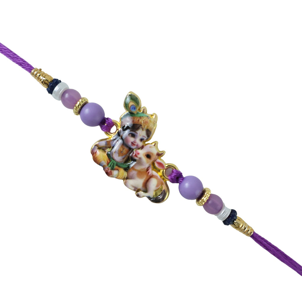 ALVENZA Bal Krishna Rakhi – Divine Cow & Beaded Tradition for Raksha Bandhan