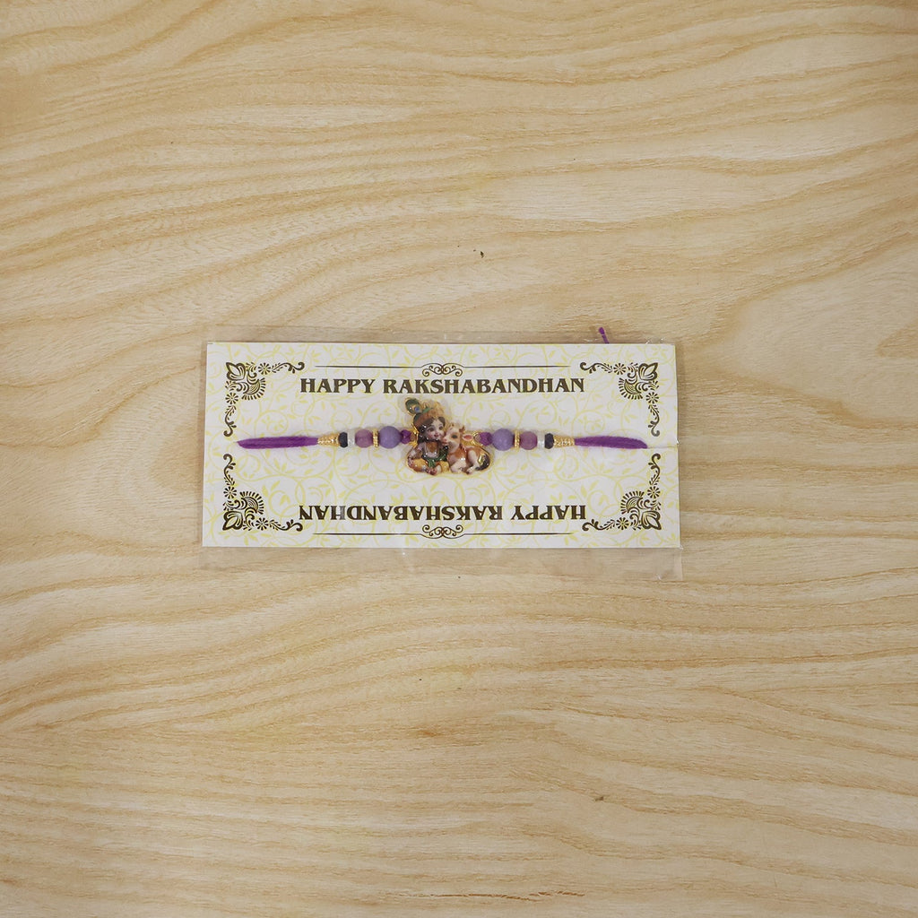 ALVENZA Bal Krishna Rakhi – Divine Cow & Beaded Tradition for Raksha Bandhan