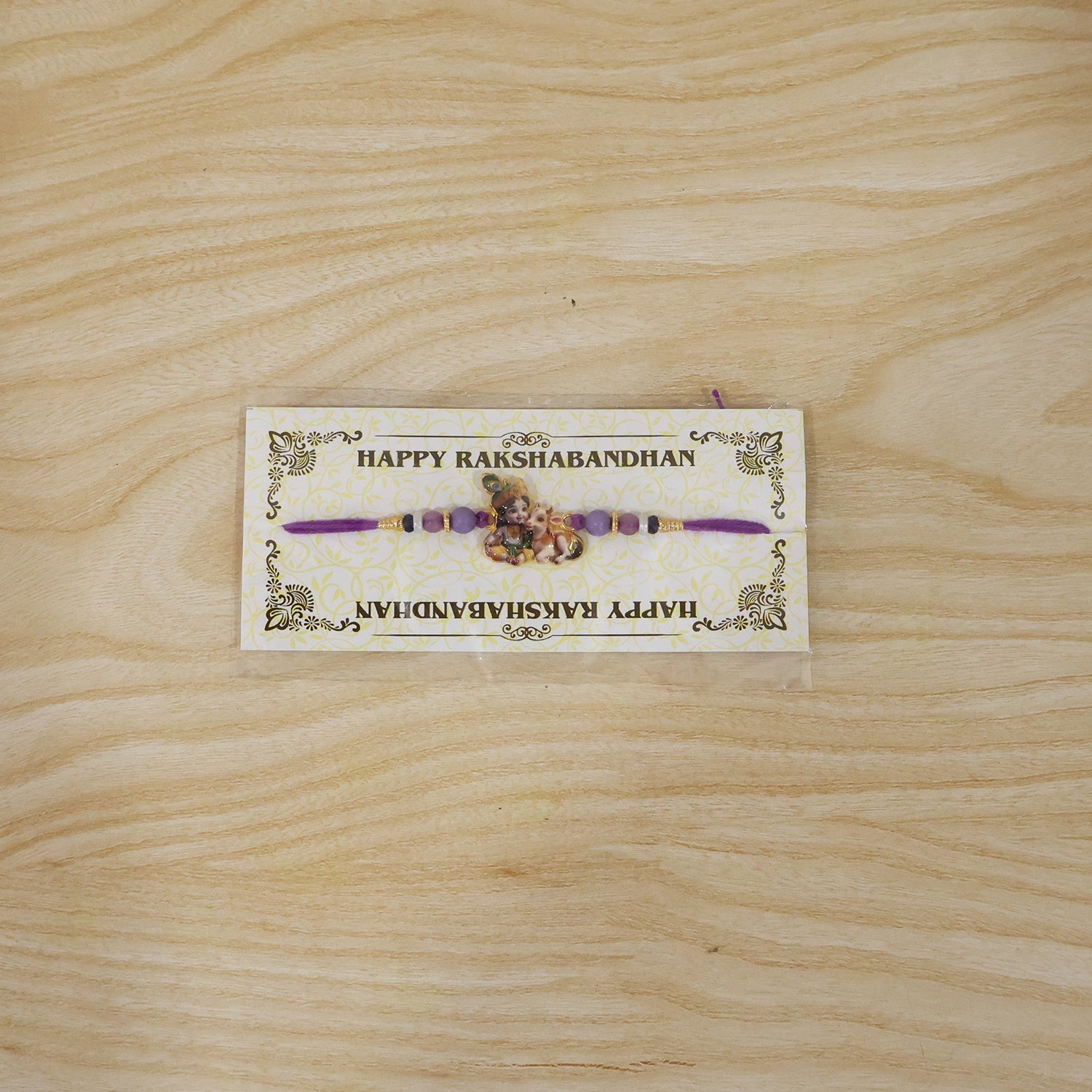 ALVENZA Bal Krishna Rakhi – Divine Cow & Beaded Tradition for Raksha Bandhan