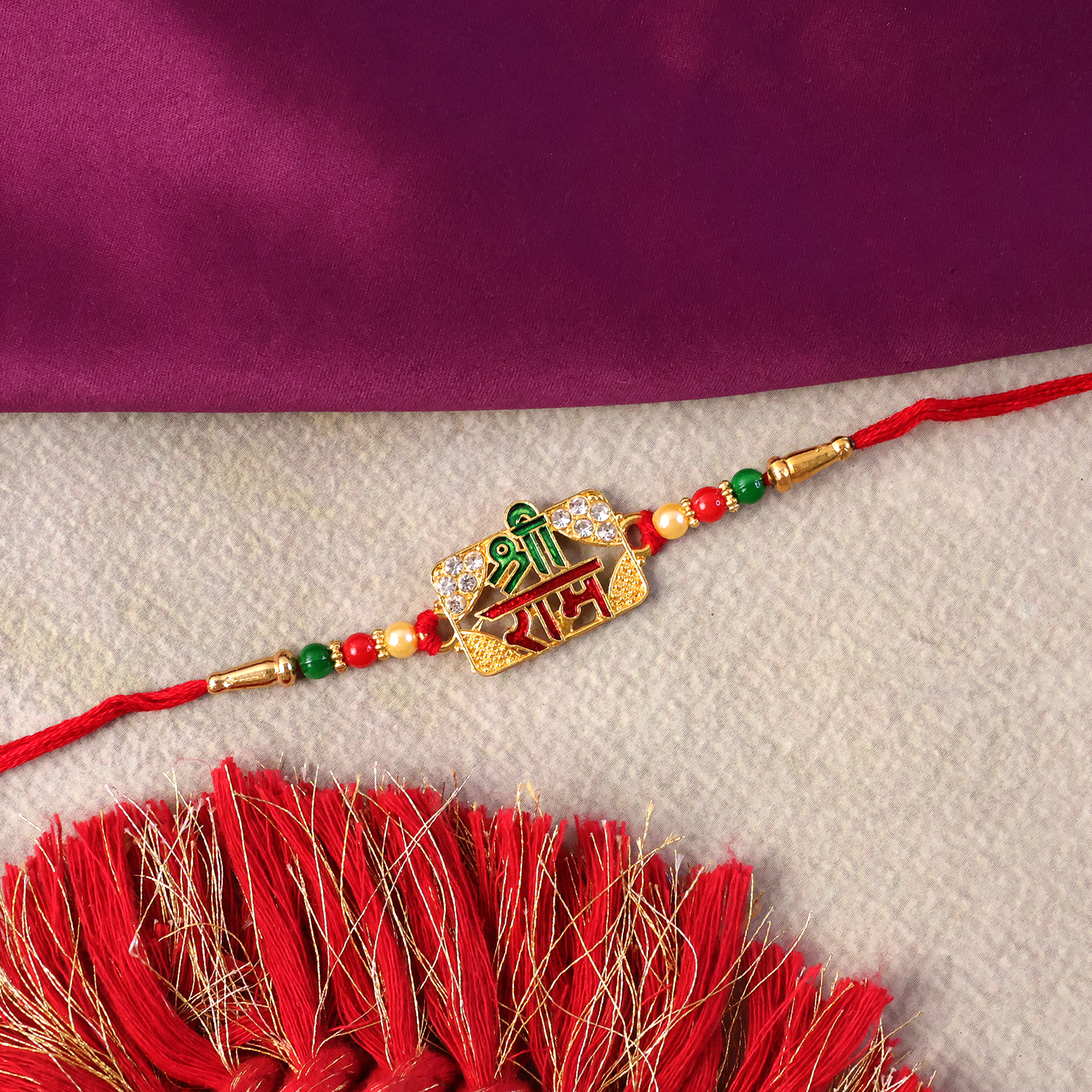 ALVENZA Shree Ram Rakhi, Spiritual Beaded Thread for Brother on Rakshabandhan