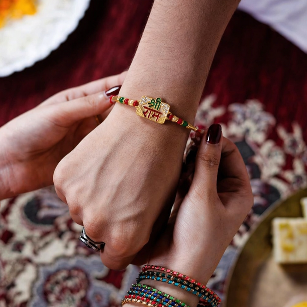 ALVENZA Shree Ram Rakhi, Spiritual Beaded Thread for Brother on Rakshabandhan