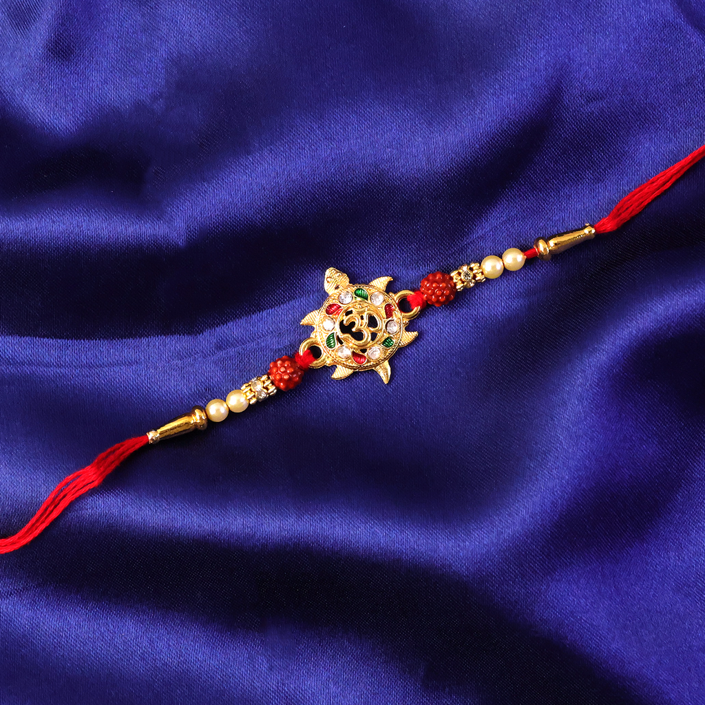 ALVENZA Divine Om Symbol Rakhi – Elegant Stones & Spiritual Design