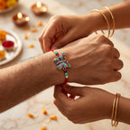 ALVENZA Premium Rainbow Butterfly lumba Rakhi, Elegant Beads & Soft Thread