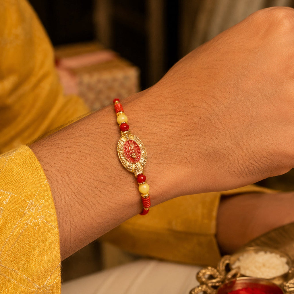 ALVENZA Traditional Rakhi – Elegant thread with decorative beads for Raksha Bandhan