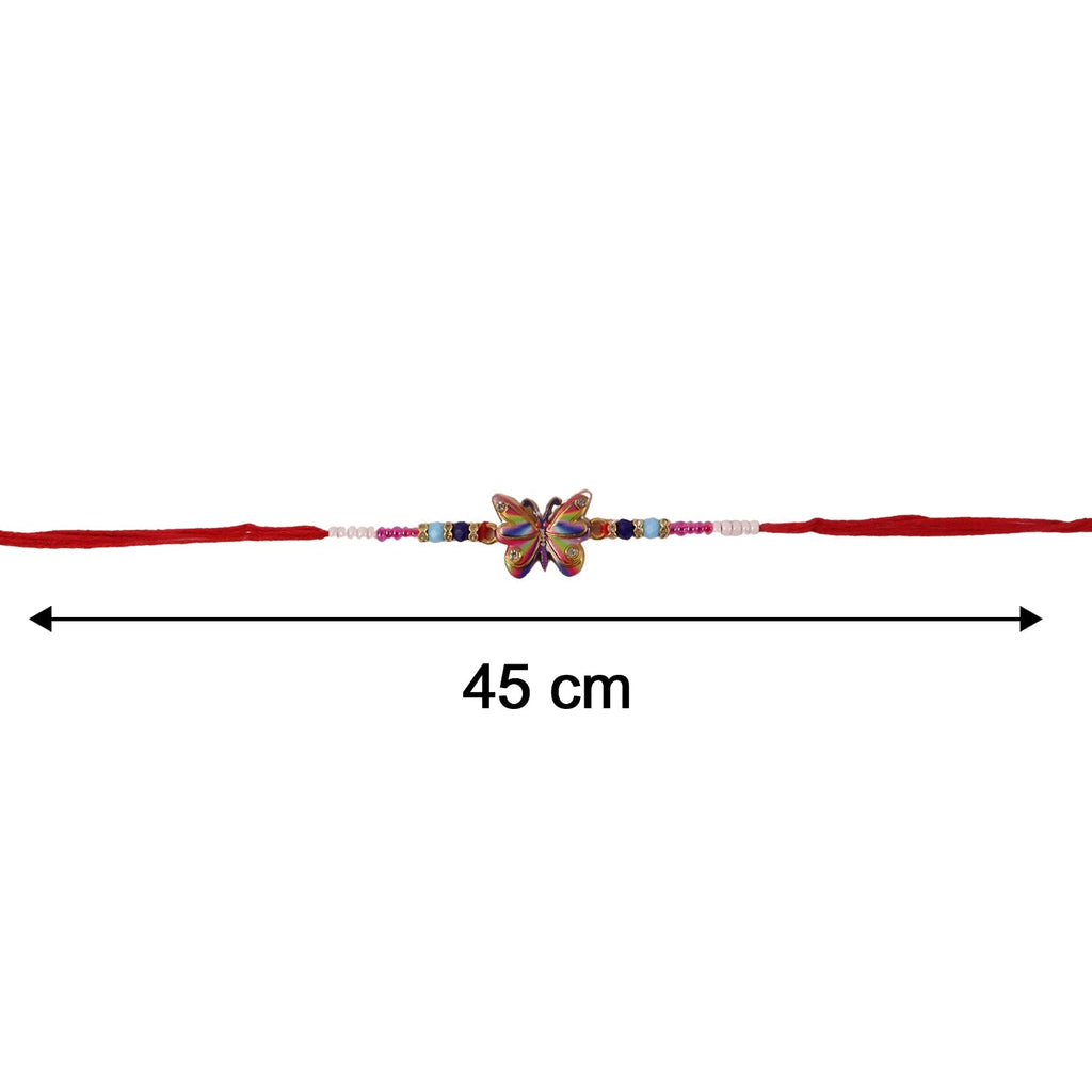 ALVENZA Premium Rainbow Butterfly lumba Rakhi, Elegant Beads & Soft Thread