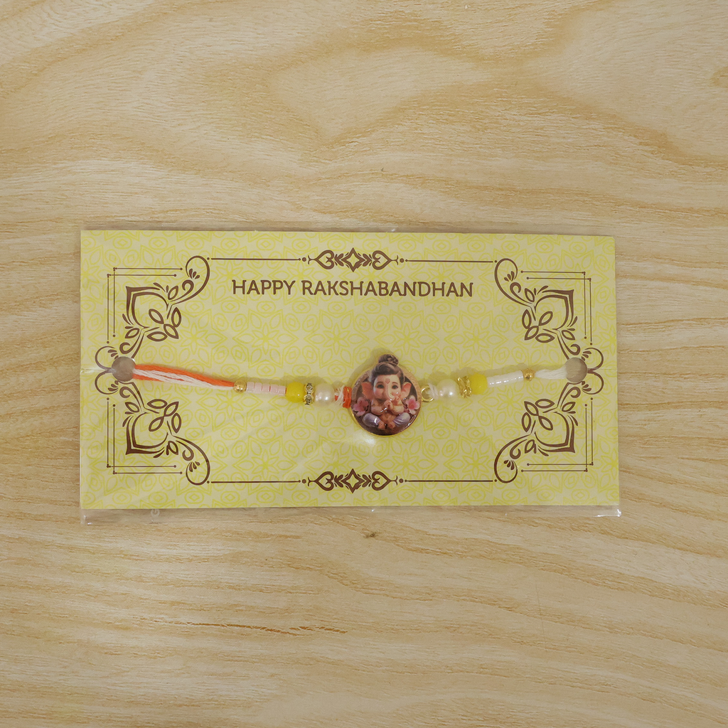 ALVENZA Ganesh Ji Premium Beaded Rakhi – Symbol of Blessings & Prosperity