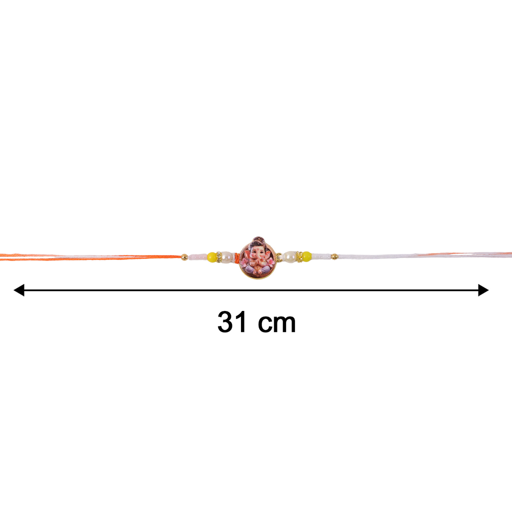 ALVENZA Ganesh Ji Premium Beaded Rakhi – Symbol of Blessings & Prosperity