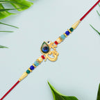 ALVENZA Peacock Rakhi – Divine Govind with Multicolor Beads for Raksha Bandhan