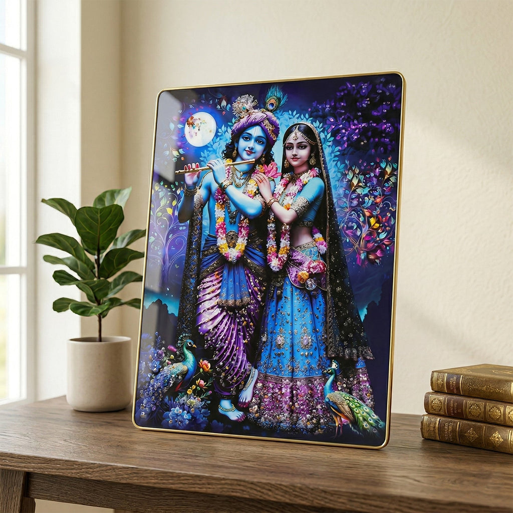 ALVENZA Radha Krishna Wall Frame – Divine Moonlight Artistic Decor