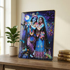 ALVENZA Radha Krishna Wall Frame – Divine Moonlight Artistic Decor