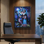 ALVENZA Radha Krishna Wall Frame – Divine Moonlight Artistic Decor