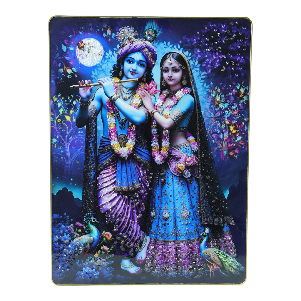 ALVENZA Radha Krishna Wall Frame – Divine Moonlight Artistic Decor
