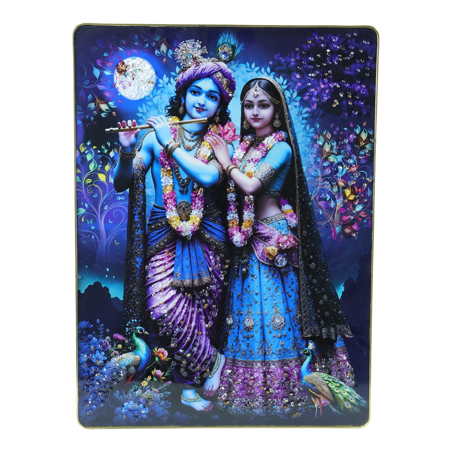 ALVENZA Radha Krishna Wall Frame – Divine Moonlight Artistic Decor