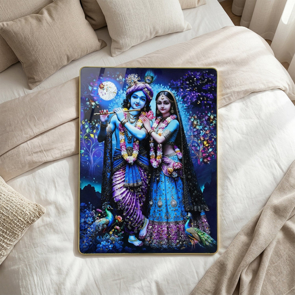 ALVENZA Radha Krishna Wall Frame – Divine Moonlight Artistic Decor