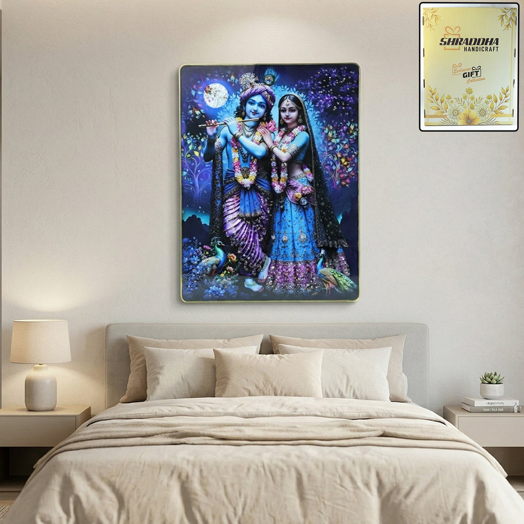 ALVENZA Radha Krishna Wall Frame – Divine Moonlight Artistic Decor