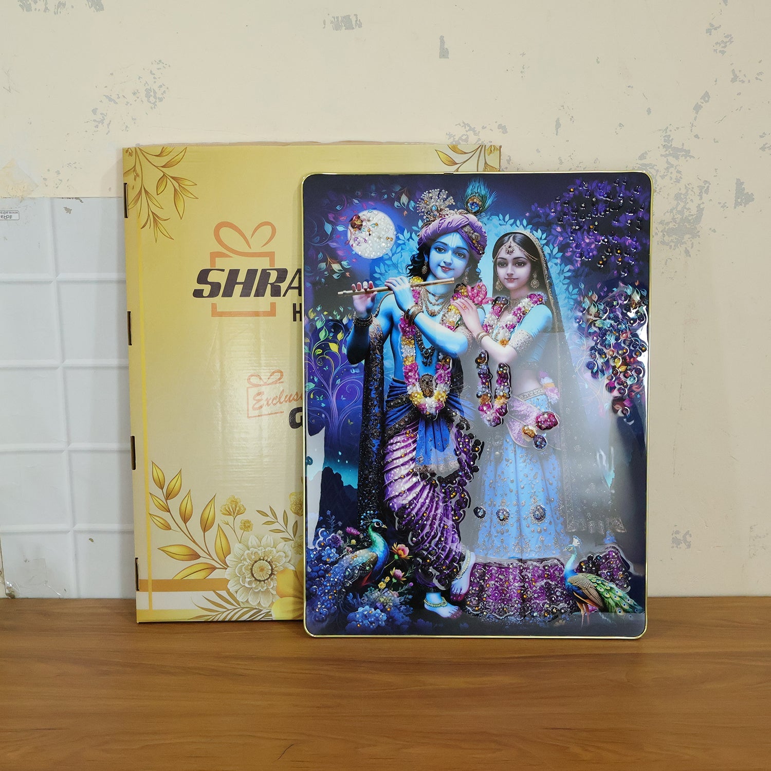 ALVENZA Radha Krishna Wall Frame – Divine Moonlight Artistic Decor