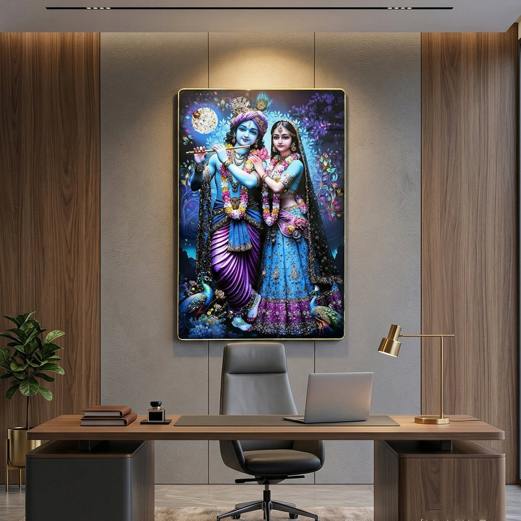 ALVENZA Radha Krishna Wall Frame – Large Artistic Decor for Devotees