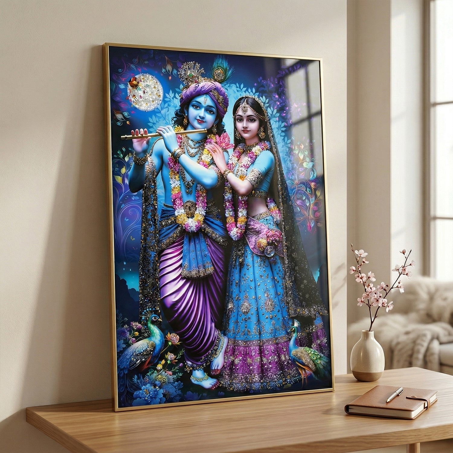 ALVENZA Radha Krishna Wall Frame – Large Artistic Decor for Devotees