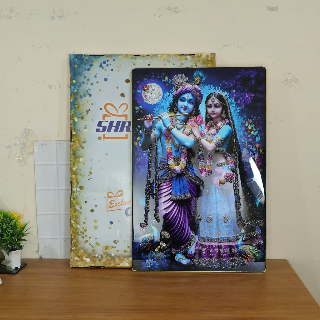 ALVENZA Radha Krishna Wall Frame – Large Artistic Decor for Devotees