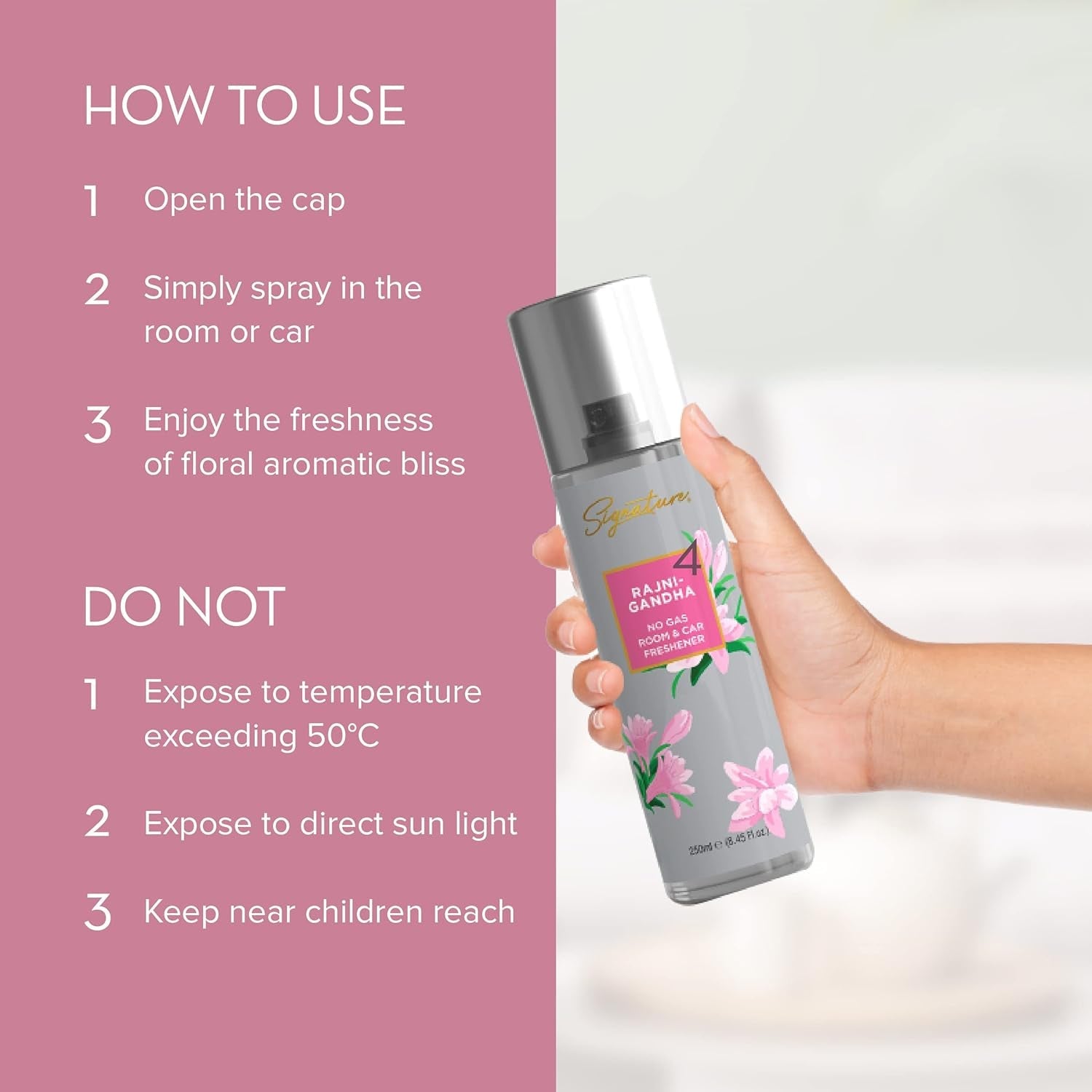 Rajnigandha Floral Room & Car Freshener Long-lasting & Eco-friendly - Front View