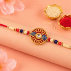 ALVENZA Golden Meenakari Kundan Rakhi for Brother - Festive Design