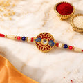 ALVENZA Golden Meenakari Kundan Rakhi for Brother - Festive Design