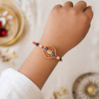 ALVENZA Golden Meenakari Kundan Rakhi for Brother - Festive Design