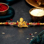 ALVENZA Ganesha Rakhi - Rudraksha & Pearl Beads for Brother