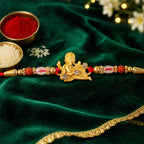 ALVENZA Ganesha Rakhi - Rudraksha & Pearl Beads for Brother