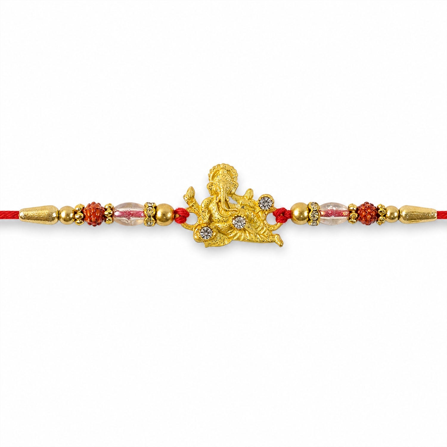 ALVENZA Ganesha Rakhi - Rudraksha & Pearl Beads for Brother