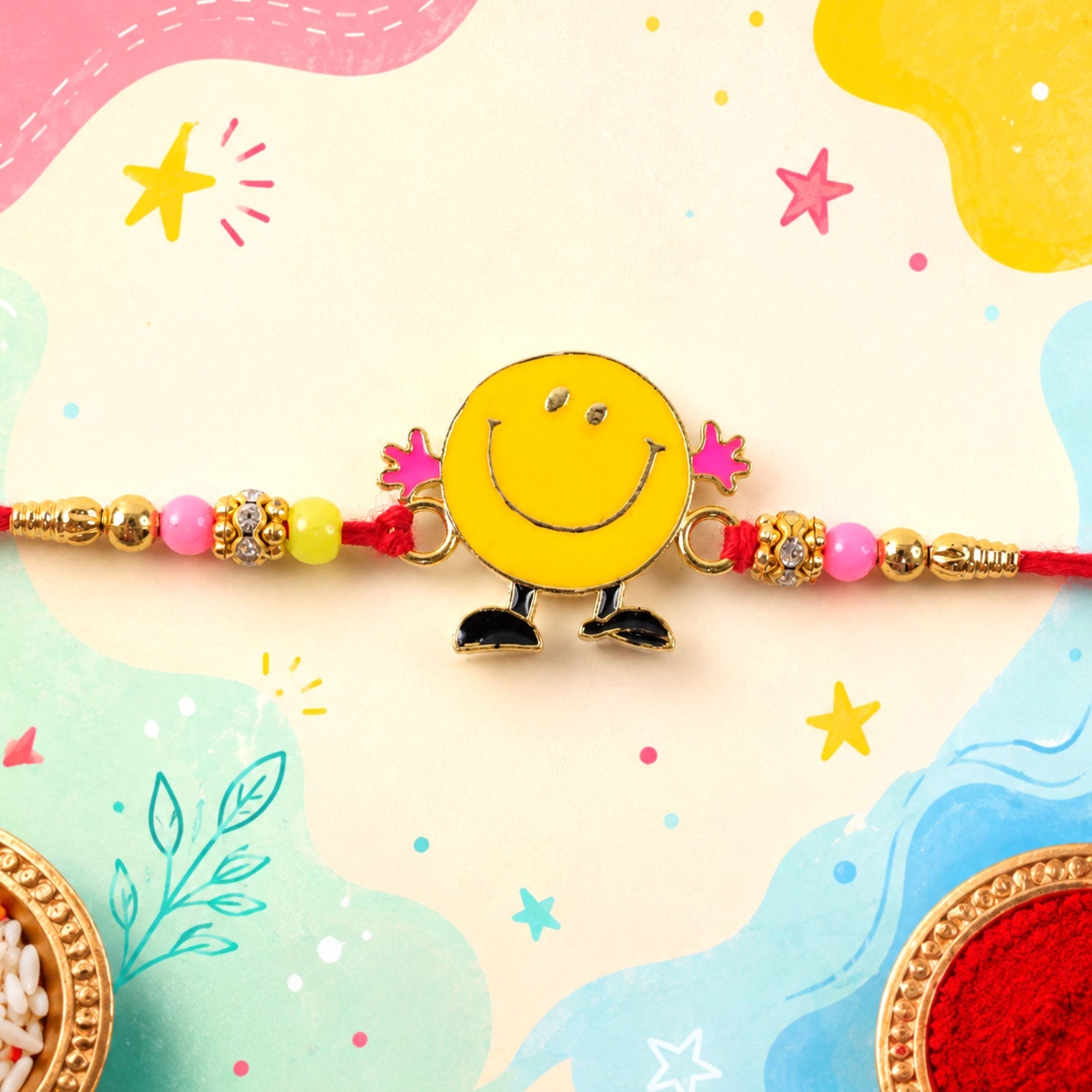 ALVENZA Smiley Kids Rakhi - Colourful Beads & Playful Design for Raksha Bandhan
