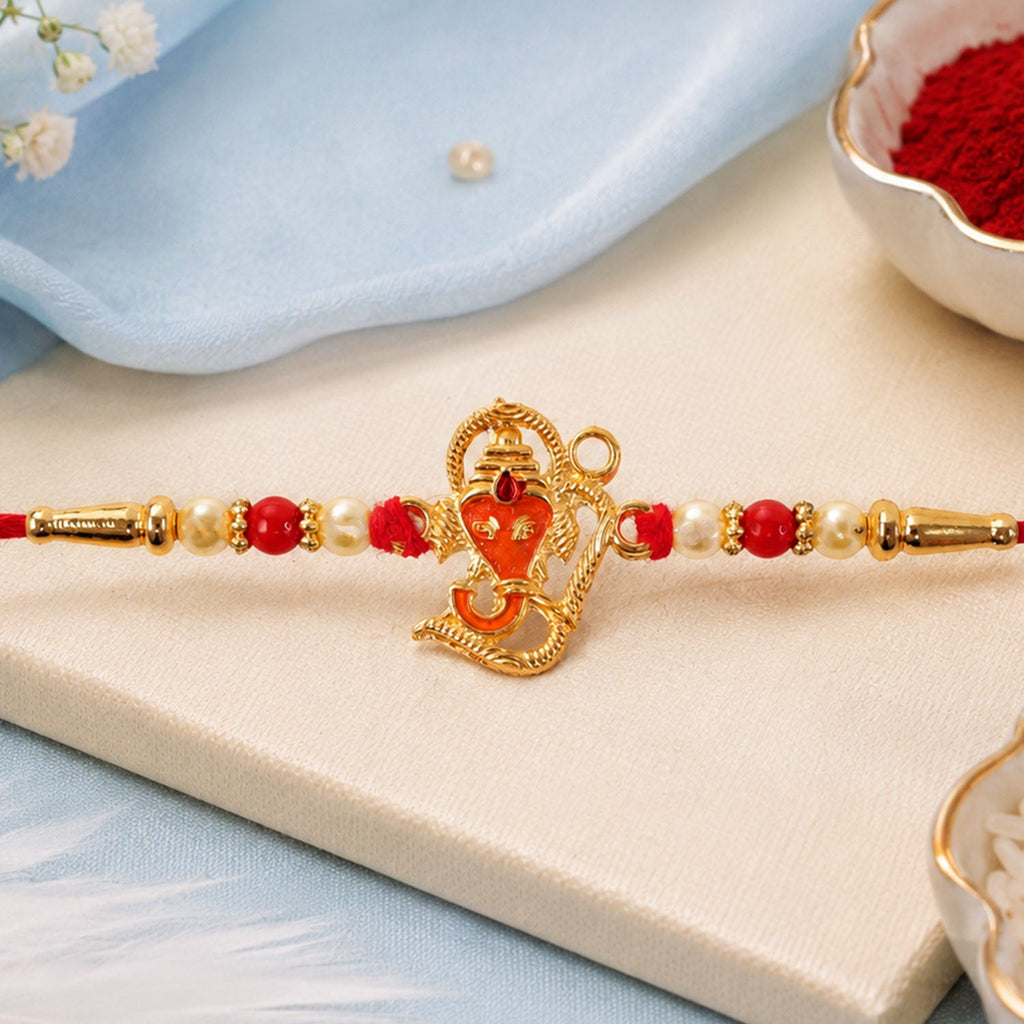 ALVENZA Lord Ganesha Rakhi - Designer Multicolor Beads for Brother