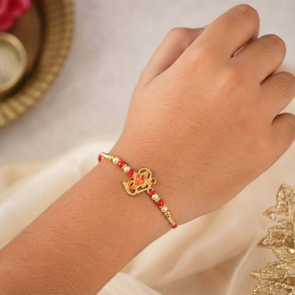 ALVENZA Lord Ganesha Rakhi - Designer Multicolor Beads for Brother