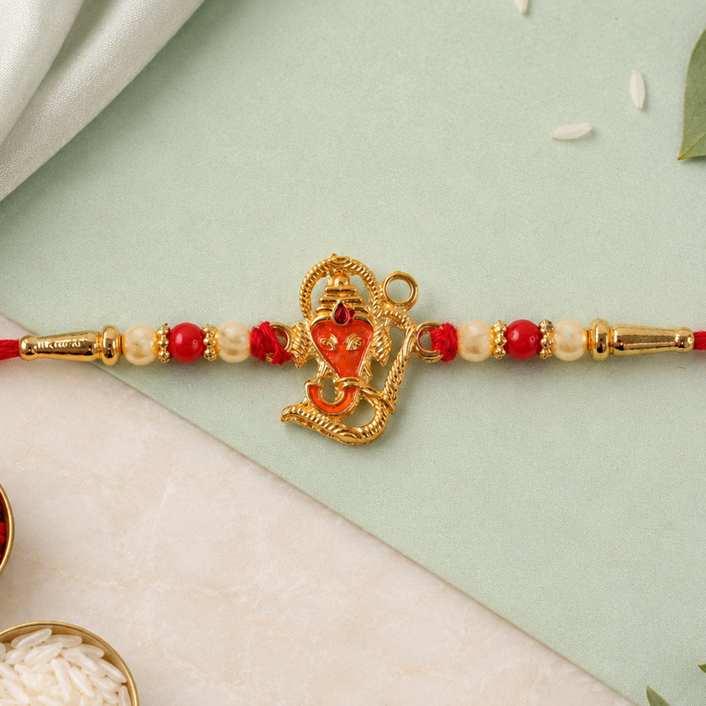 ALVENZA Lord Ganesha Rakhi - Designer Multicolor Beads for Brother