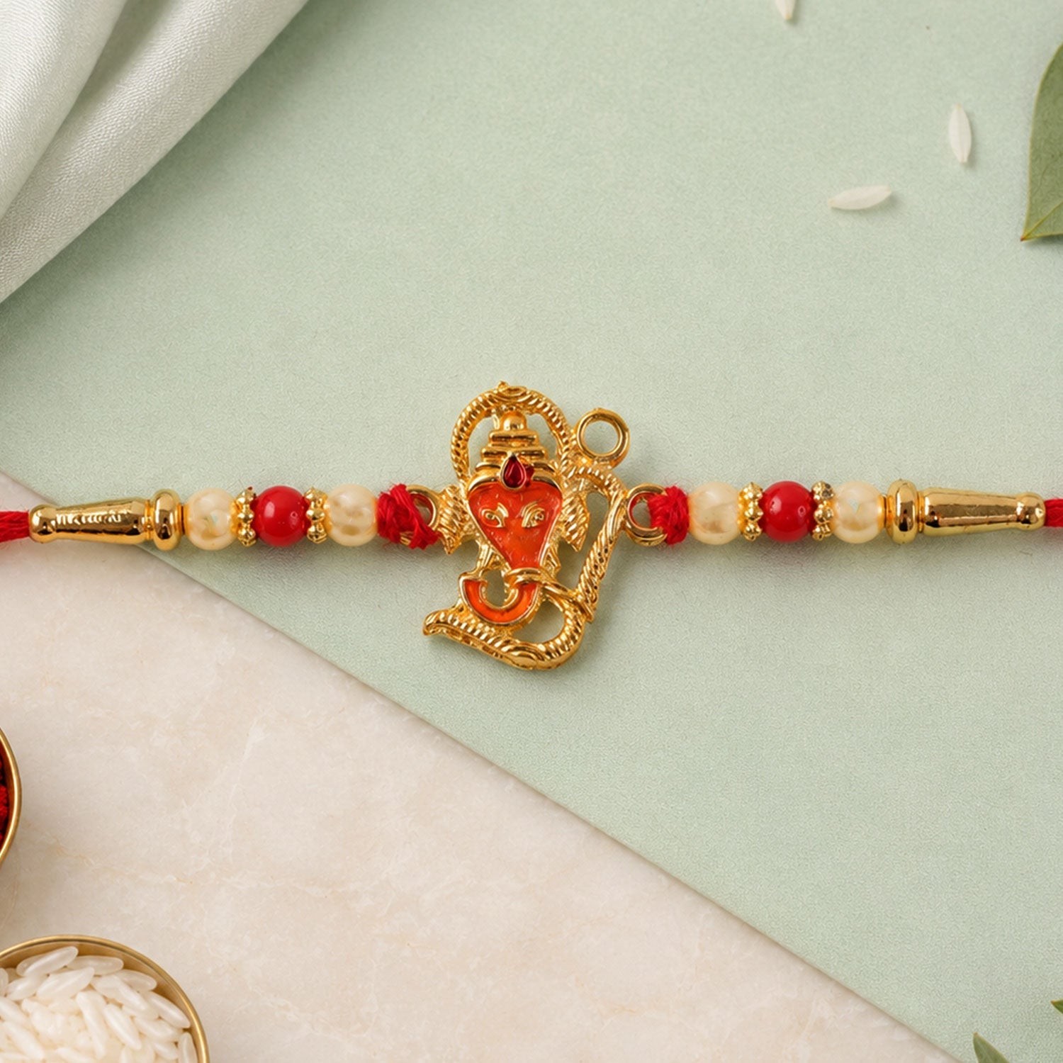 ALVENZA Lord Ganesha Rakhi - Designer Multicolor Beads for Brother