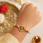 ALVENZA Diamond Shape Rakhi with Stone Embellishments and Beads