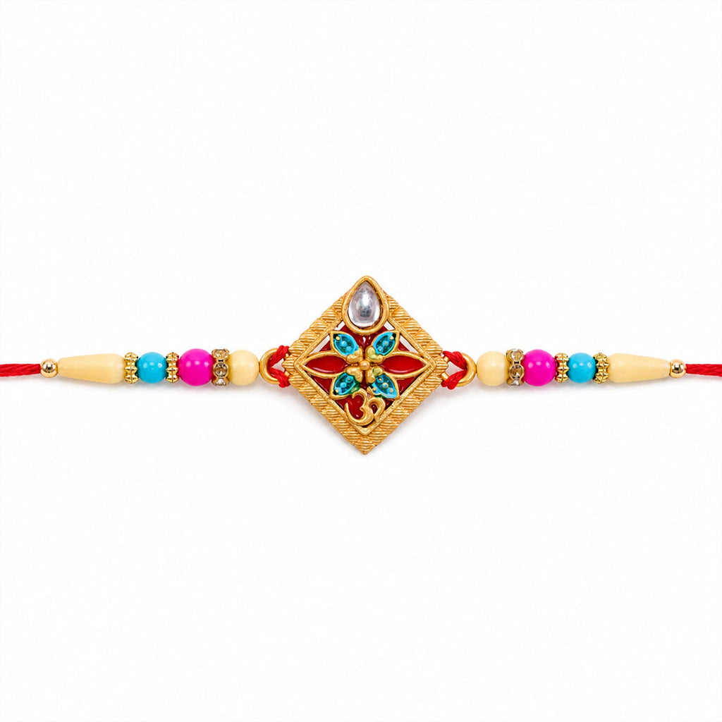 ALVENZA Diamond Shape Rakhi with Stone Embellishments and Beads