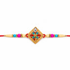 ALVENZA Diamond Shape Rakhi with Stone Embellishments and Beads