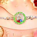 ALVENZA Silver Chain Rakhi with Radha Krishna Motif for Raksha Bandhan