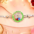 ALVENZA Silver Chain Rakhi with Radha Krishna Motif for Raksha Bandhan