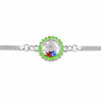 ALVENZA Silver Chain Rakhi with Radha Krishna Motif for Raksha Bandhan