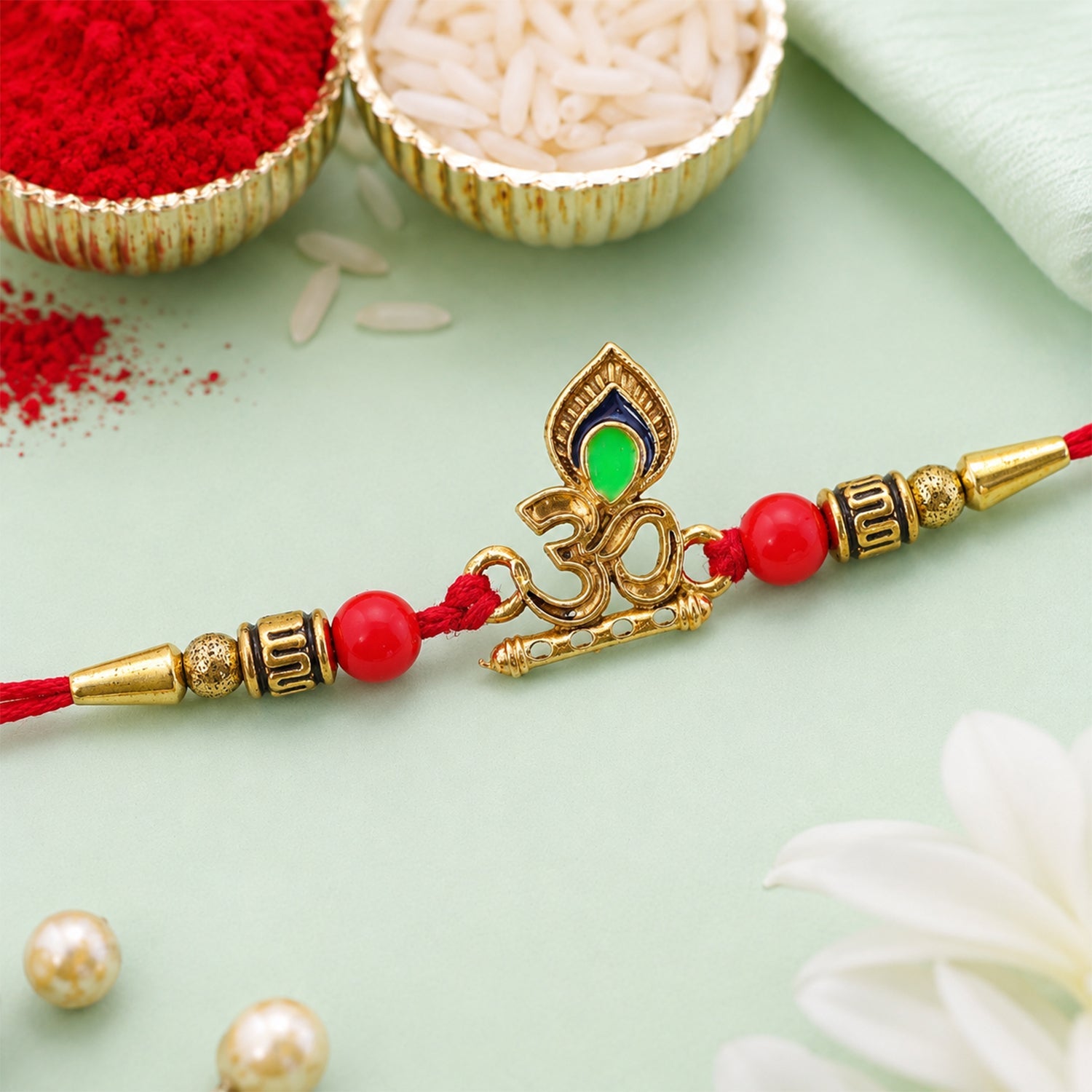 ALVENZA Shop Beadwork Rakhi for Brothers Traditional Design